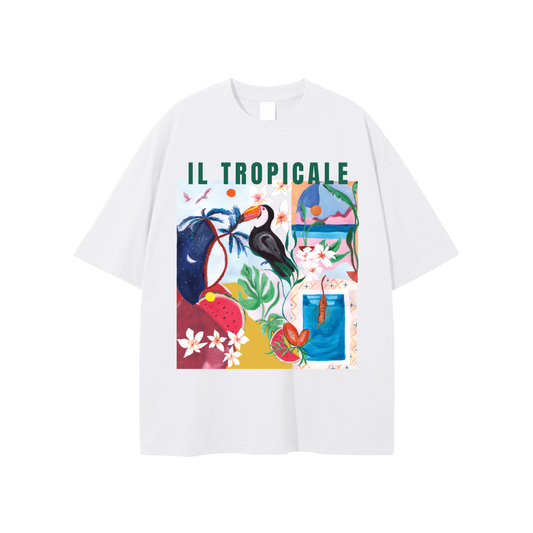 Ill tropicale,tropical print tee,tropical tee,hand art tee,exclusive art tee,exclusive printed tee,Tee